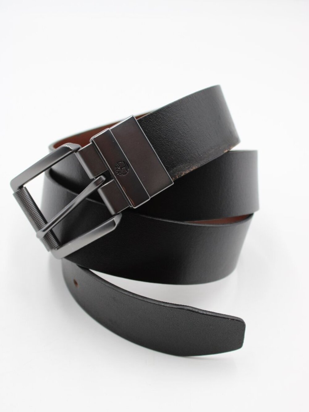 Timberland Reversible Black Brown Faux Leather Belt Size 40-42 Dress Work 1.5"W